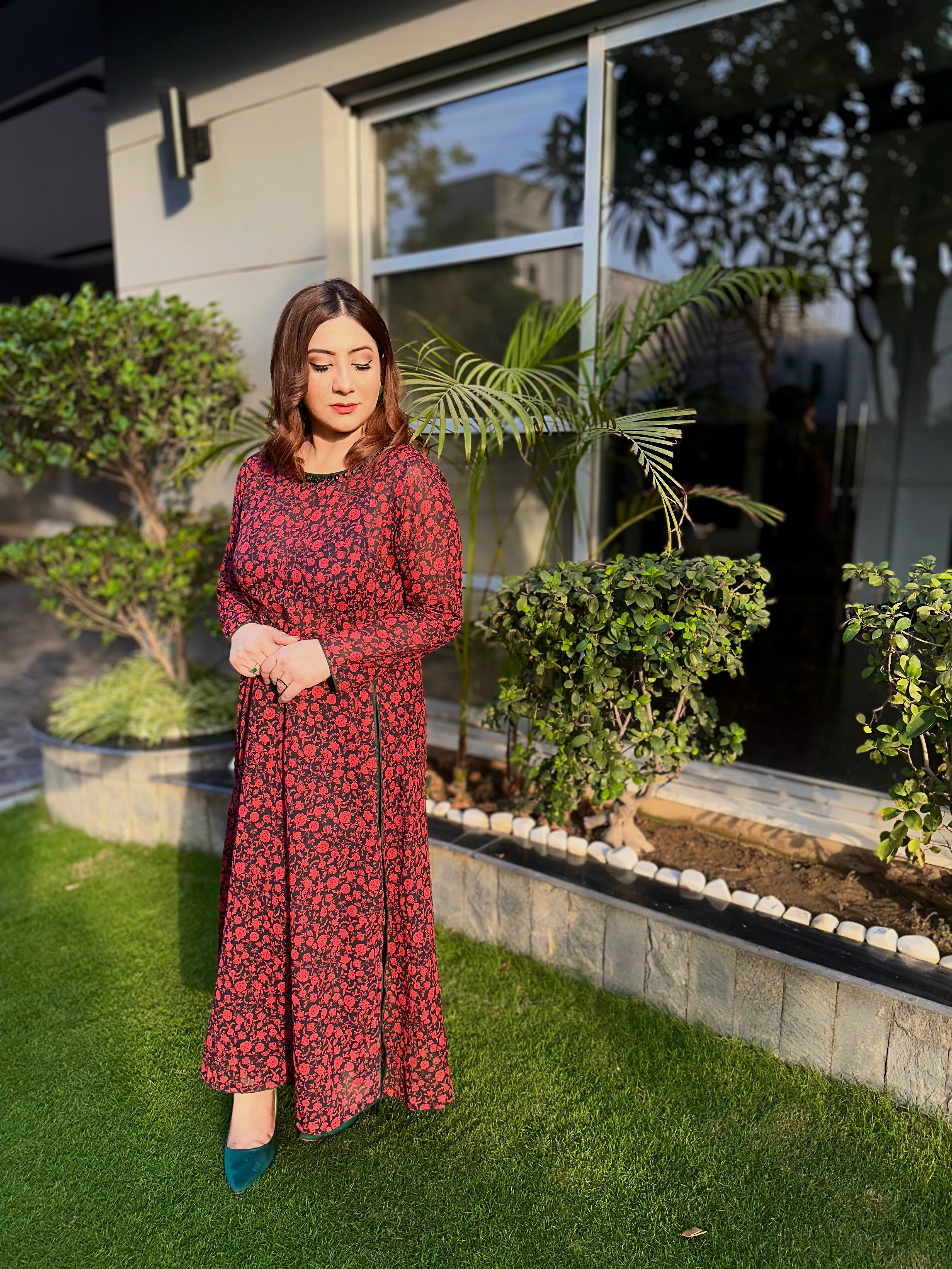 Printed Lawn Front Slits Frock 2 Piece