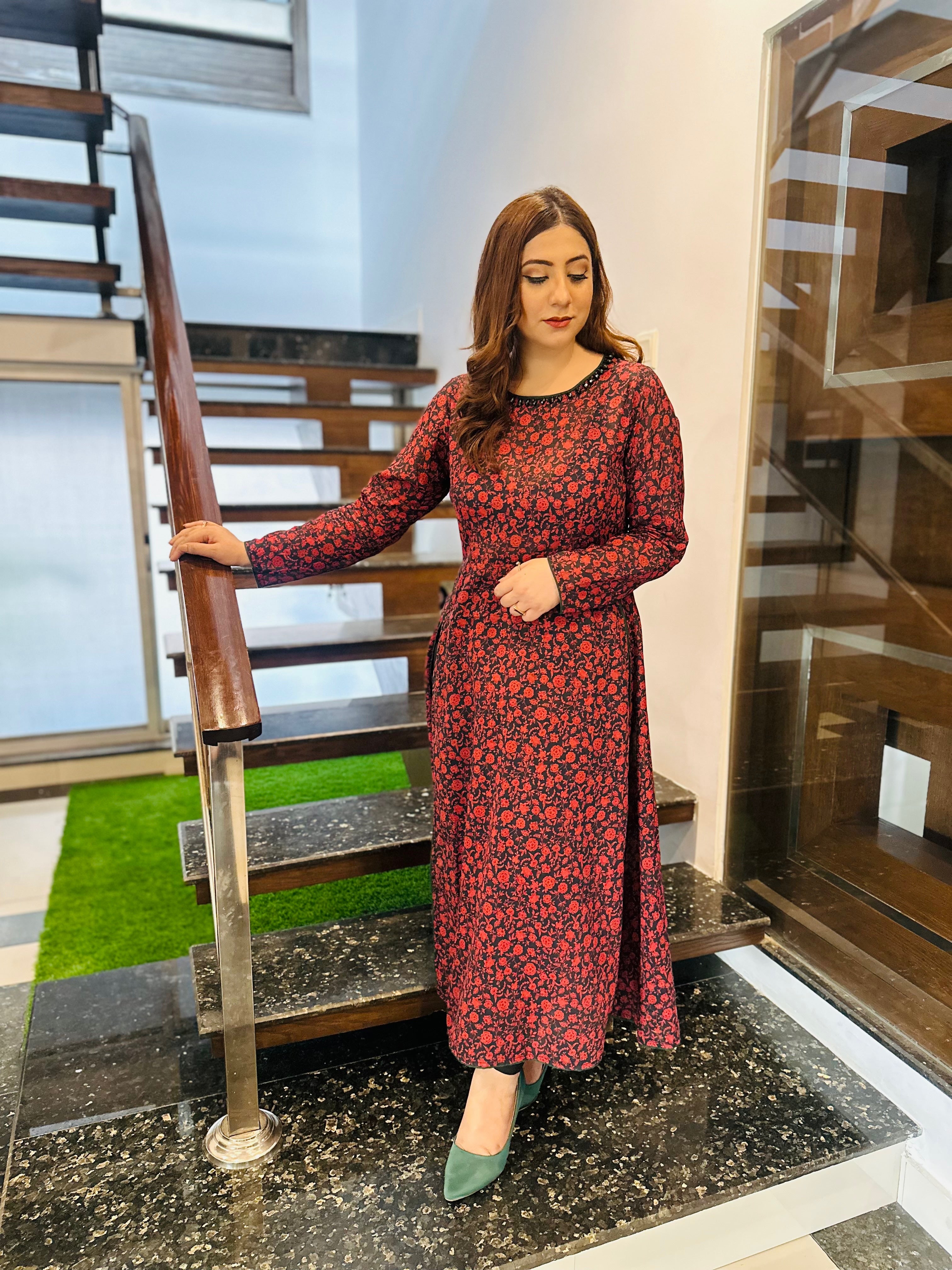 Printed Lawn Front Slits Frock 2 Piece