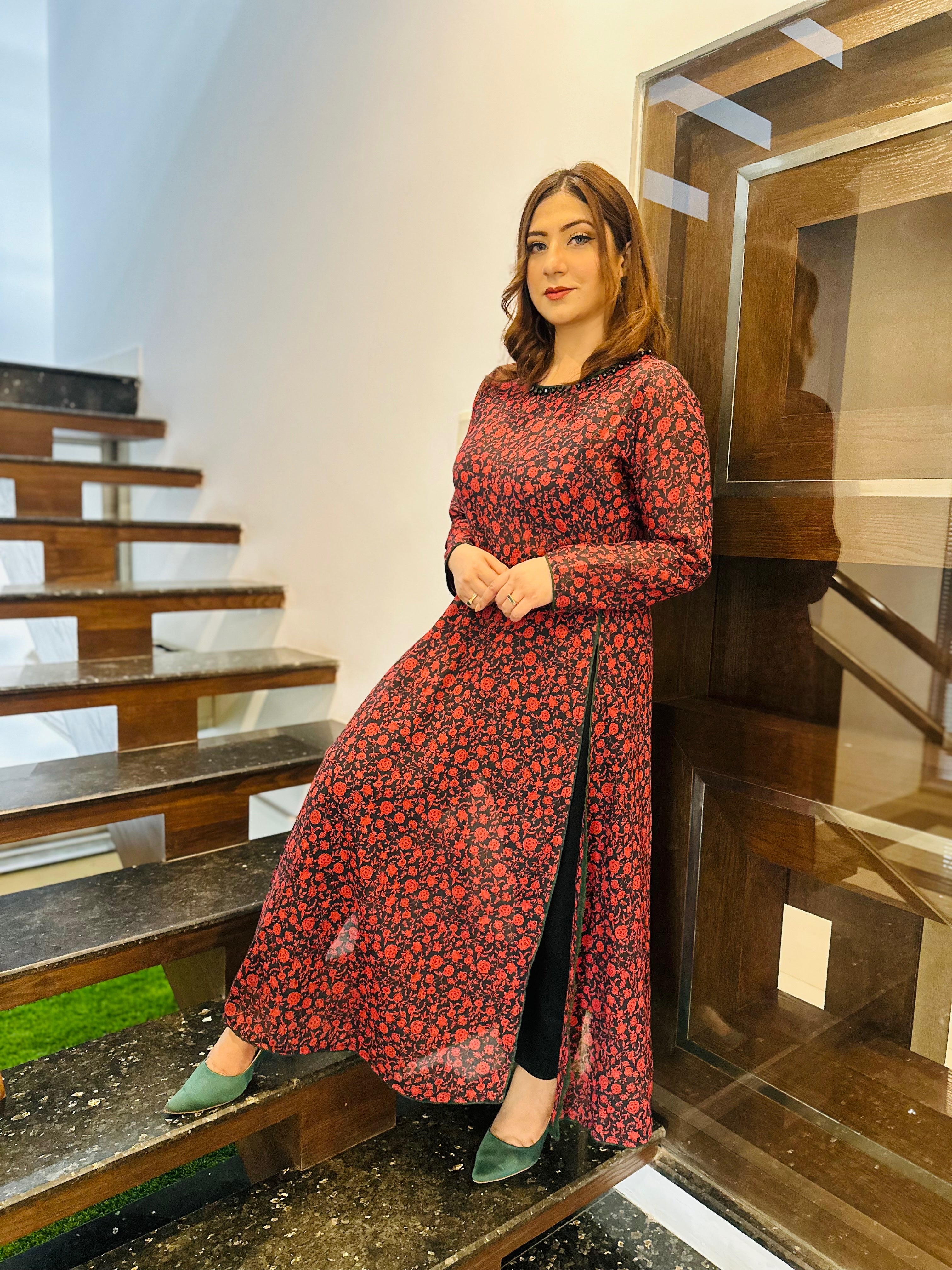 Printed Lawn Front Slits Frock 2 Piece